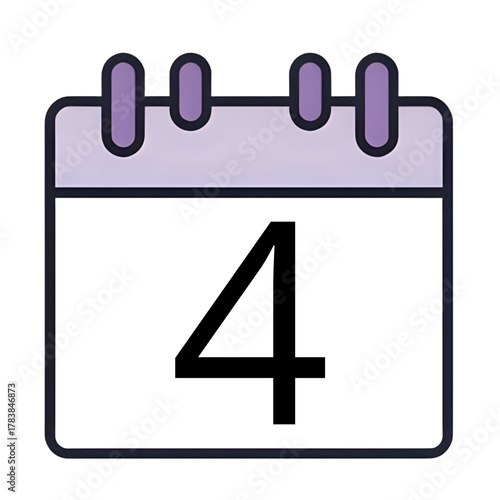 Calendar Icon with Number 4, Perfect for Reminders, Schedules, and Event Planning, Daily Appointments