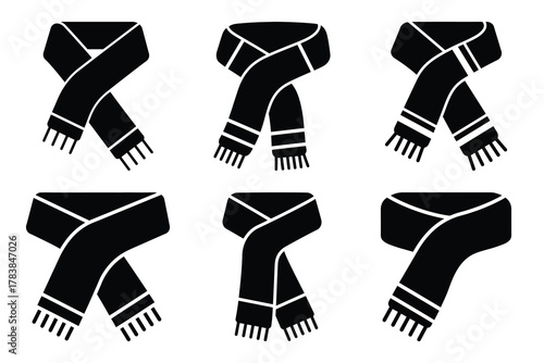 scarf icon set silhouette on white background