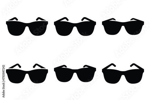 sunglasses icon set silhouette on white background
