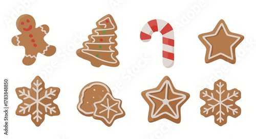 Festive Assortment of Christmas Cookies and Candy Canes Isolated on White Background Perfect for Holiday Design and Celebration