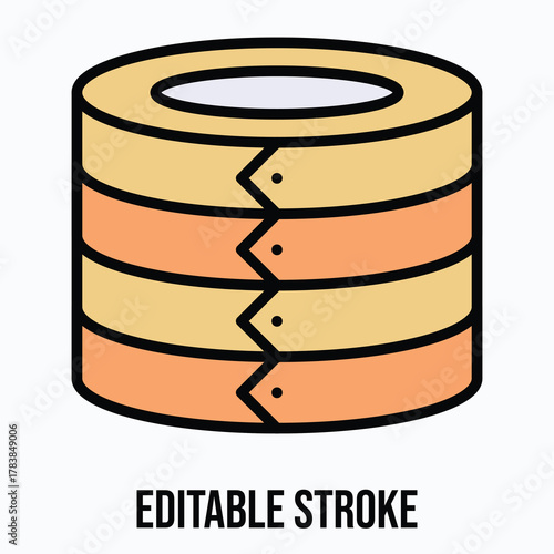 Wooden Food Storage Box with Stackable Compartments and Lid Isolated Vector Lineal Colour Style Icon Editable Stroke.