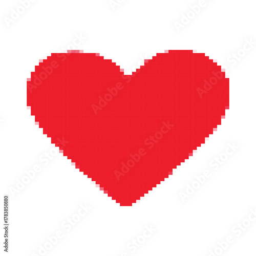 Pixelated heart isolated on transparent backdrop