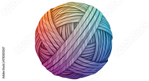 Abstract Colorful Ball of Yarn with Rainbow Hues.