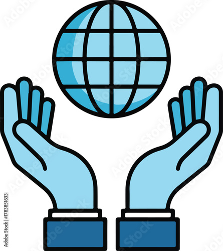 Two hands holding a globe, symbolizing global care and connection