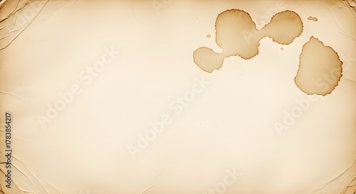 Aged parchment paper with water stains and textured edges creating a vintage background for design