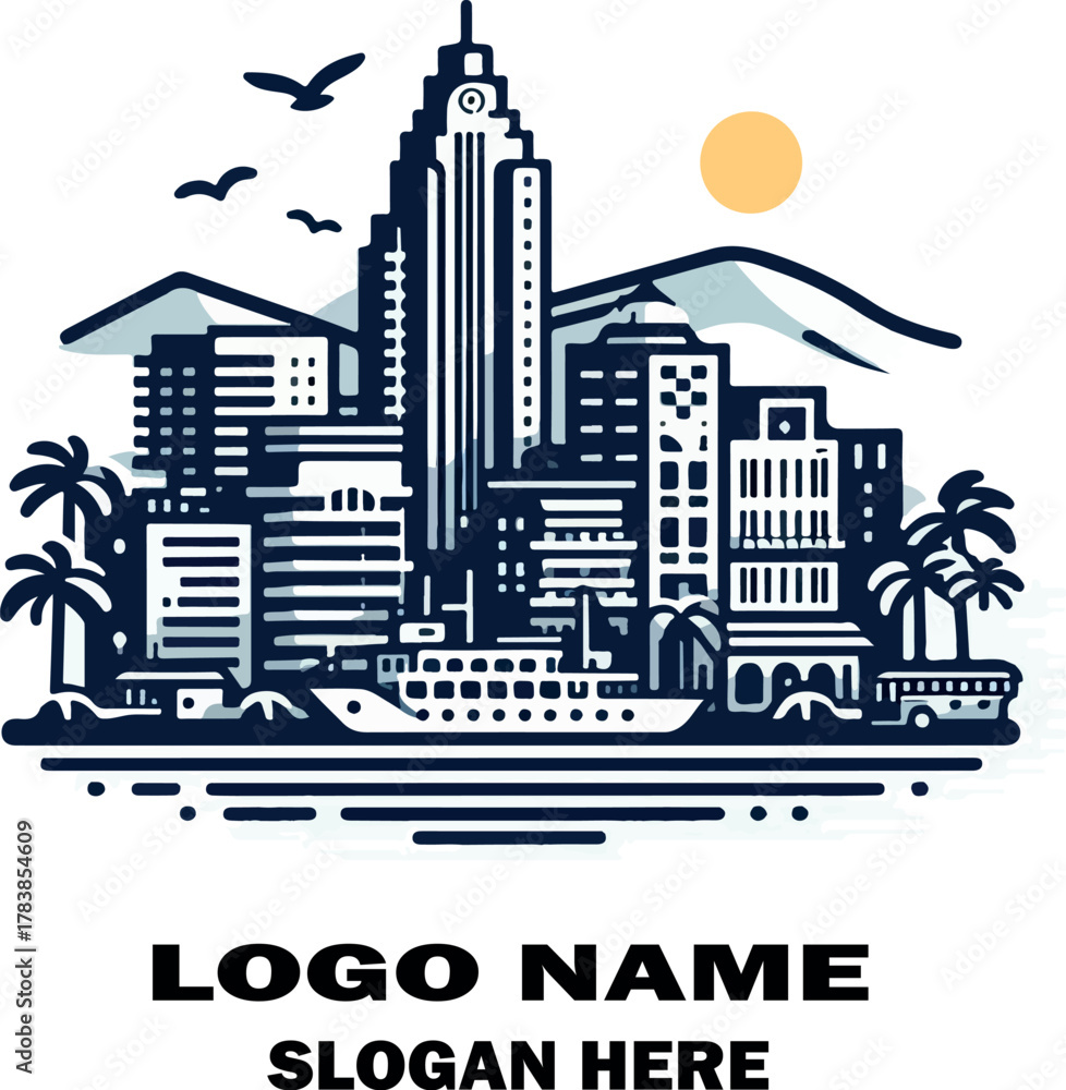 Fototapeta premium Cartagena colombia logo icon vector white background .