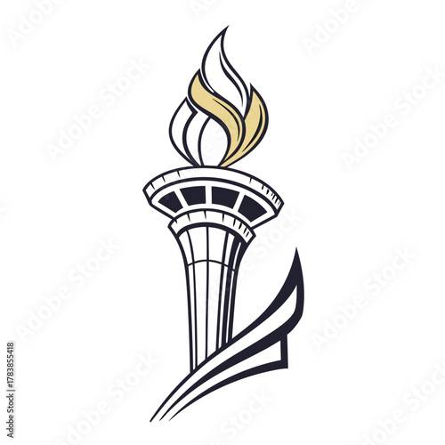 Modern torch with abstract flame and base fire light