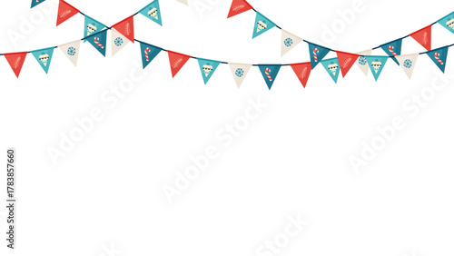 Fanions - Guirlande - Drapeaux - Triangles - Bannière festive pour les fêtes de fin d'année - Motifs de Noël pour les fêtes de fin d'année