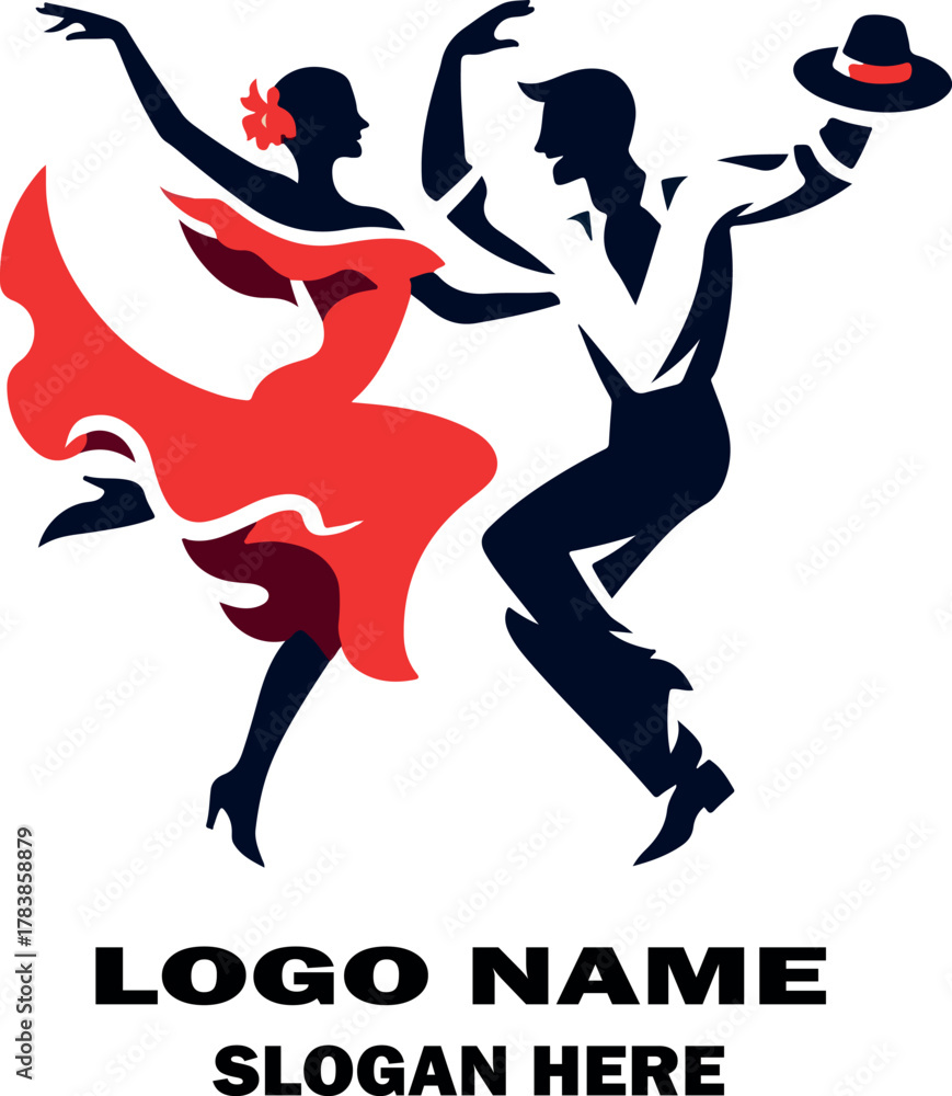 Obraz premium Cumbia dance logo icon vector white background .