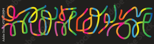 Colorful Abstract Swirls on Black Background Keywords: abstract, art, background, black, blue