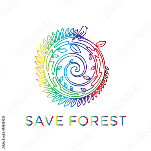 Save Forest Leaf Spiral Logo