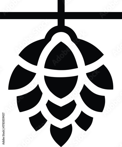 Stylized black and white hop cone icon for brewing and craft beer