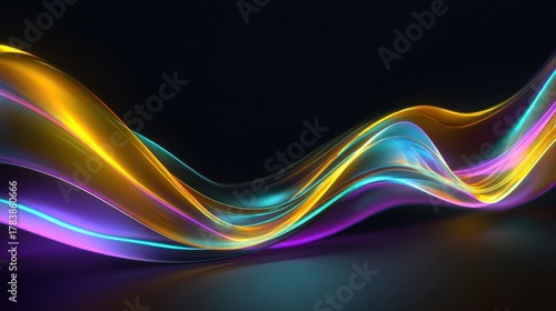 Swirling colors illuminate a dark background forming dynamic waves that capture attention and imagination.