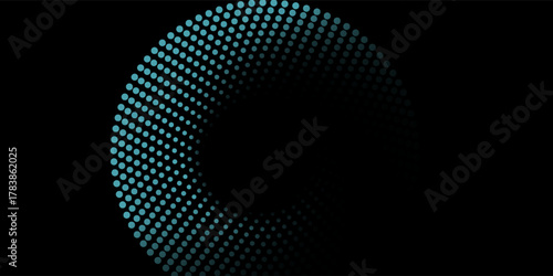3D blue techno background. Big data visualization on dark space with dotted lines shape effect decoration. Modern graphic design element dots circle style concept for flyer, card, or brochure cover