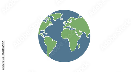Animated globe with continents in green and oceans in blue on white background.