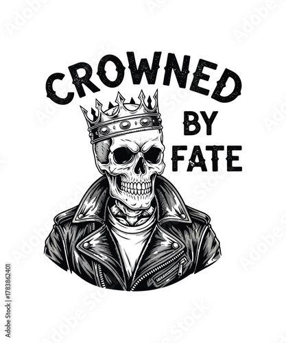 Crowned by Fate Skull T-Shirt Design