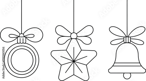 Christmas ornaments line art collection
