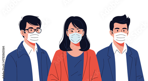 People wearing face masks to protect from illness and pollution.