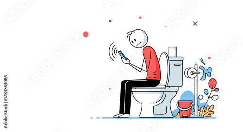 A person using a smartphone on the toilet.
