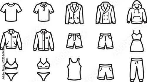 Collection of Clothing Icons for Men and Women apparel fashion