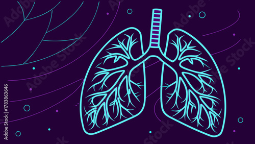 Neon Holographic Lungs for AI Health Research Vector 