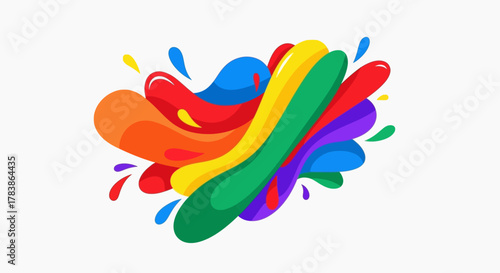 Vibrant abstract color splash of dynamic flowing liquid shapes, creating an energetic and artistic modern design element perfect for creative backgrounds and visual projects