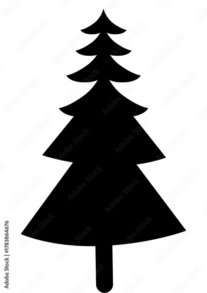 Fototapeta premium Minimal Stylized Black Christmas Tree Silhouette