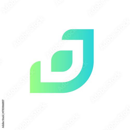 Letter J leaf modern minimalist logo design