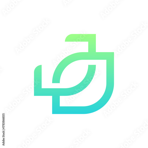 Letter J leaf overlapping modern logo design