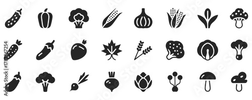 Fresh, healthy vegetable icons for modern food design, nutrition guides, and vibrant cooking inspiration