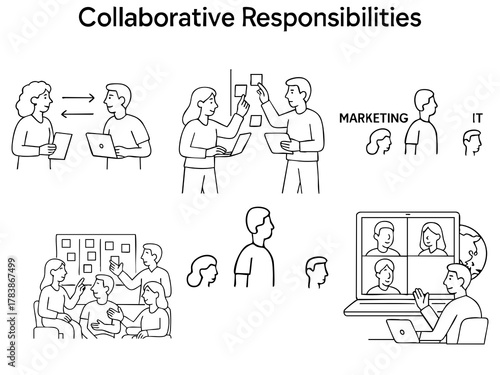 A set of cozy office scenes featuring a relaxation area with comfy chairs, plants, tea, board games, a friendly mini-kitchen coffee corner, colleagues sharing homemade treats, celebrating birthdays an