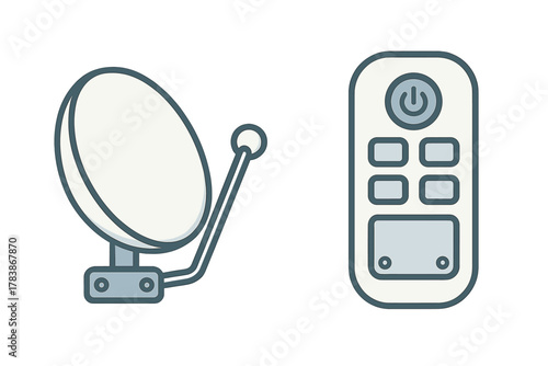 Satellite dish antenna and remote control devices for media access technology