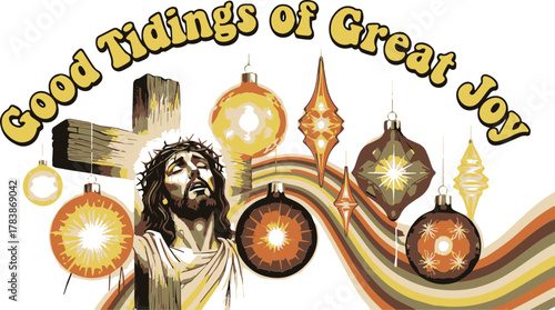 Jesus & Cross Christmas Design with Vintage T--shirt