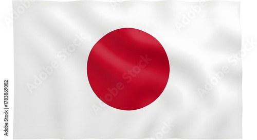 Free Download Glossy 3D sphere icon featuring the waving Japanese national flag, a red circle symbol design for a web button illustration - GFXLoad