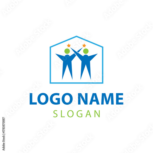 Welfare logo design, Social work logo, Organization logo design, Hand care charity logo emblem design template. rising star logos, Social foundation for human welfare vector illustration	