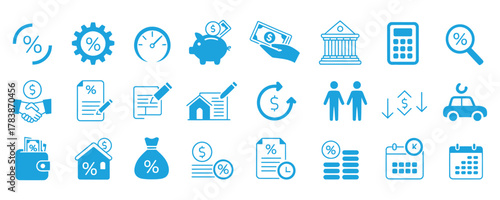Get smart with your money using these modern finance icons for investing, loans, banking and budgeting in a clear, appealing style right now