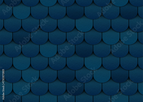 Seamless pattern of blue tiles with beavertail texture. Vector
