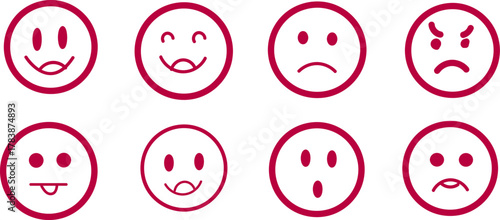 Hand drawn doodle emoticon set. Chalk or marker style smiley face sketch icon with various expression isolated on transparent