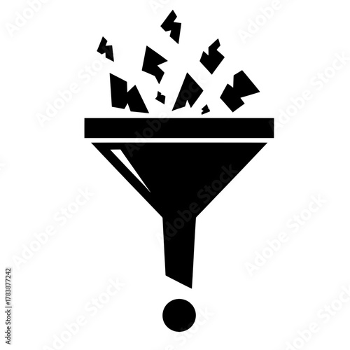 Chaos to clarity funnel vector icon for focus and simplification
