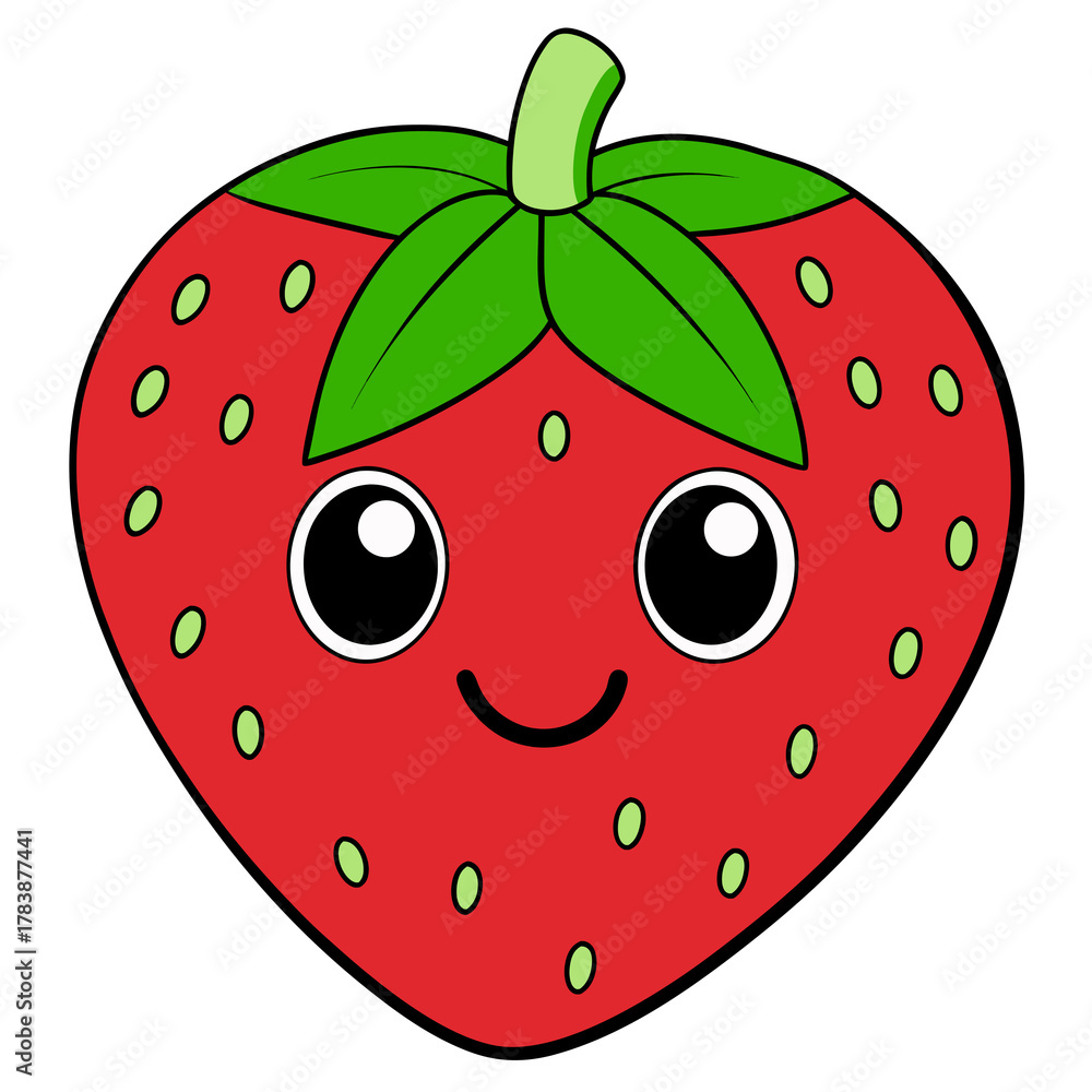 Obraz premium Fresh sweet red fruit illustrations: organic strawberry, apple, and berry vector art
