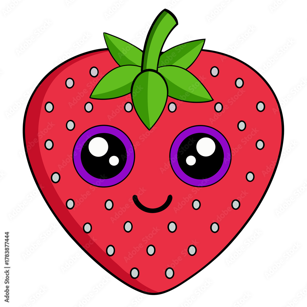 Obraz premium Strawberry vector illustration showing a fresh red berry on white and black backgrounds