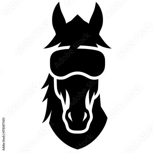 Tunnel vision focus icon of a horse with blinders
