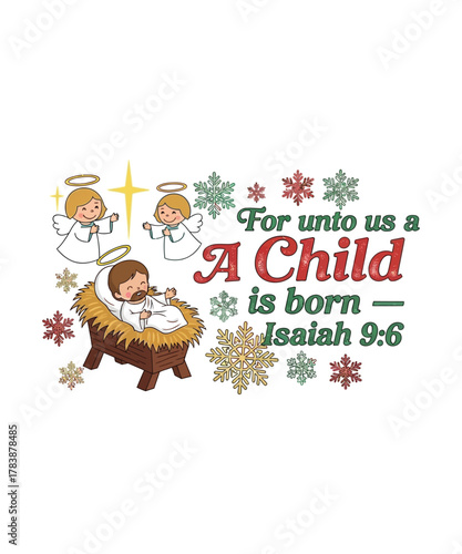 Sweet Nativity Scene T-Shirt Design
