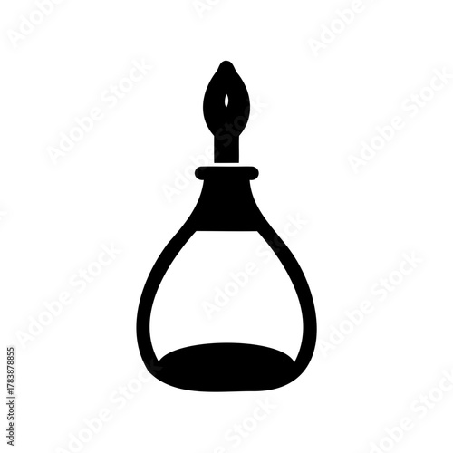 Illustration of a minimalistic style black alcohol lamp or burner on white