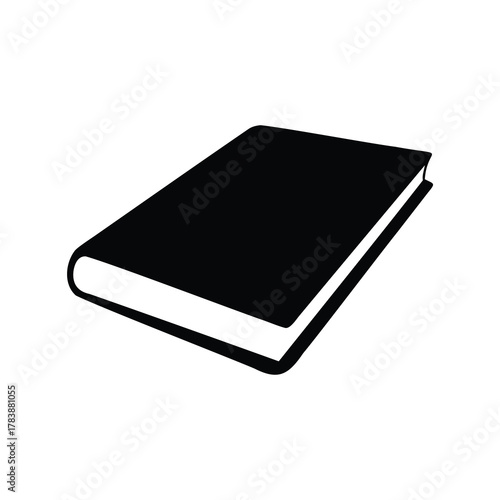 Stylized Silhouette of a Closed Hardcover Book at an Angle View