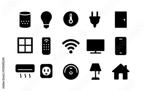 Home automation silhouettes: smart devices and technology icons for modern living