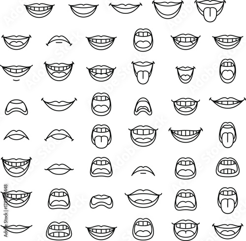 Mouth expression vector collection of cartoon styles