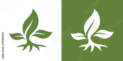 Leaf Tree Nature Logo .  A dual-meaning design combining a leaf and tree, symbolizing growth, sustainability, and natural harmony.