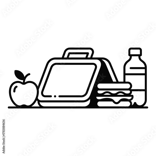 Lunchbox with healthy food and drink vector icon illustration design