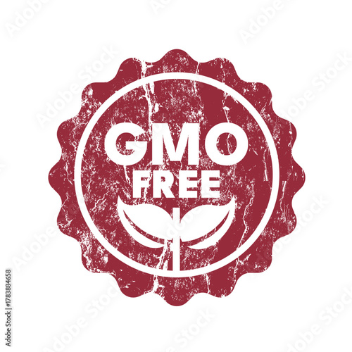 Gmo free grunge rubber stamp with leaf, food safety